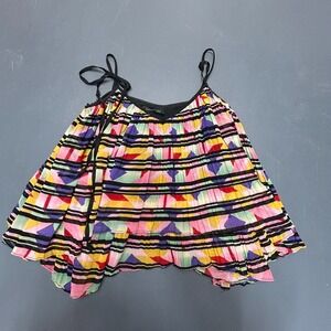 Patterson J Kincaid Tank Top Women's S Multicolor Abstract Pleated Flowy Boho